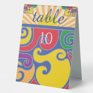 BM Bat Bar Mitzvah Table Tent Sign Silvery Swirls