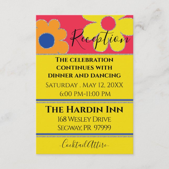 BM Bat Mitzvah Bar Mitzvah Flowery Reception Card (Front)