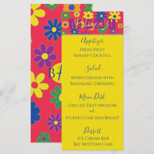 BM Bat or Bar Mitzvah Elegant Flowered Food Menu