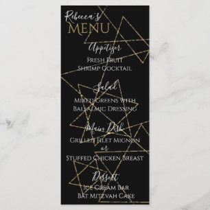 BM Bat or Bar Mitzvah Gold Stars Menu