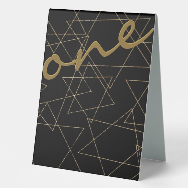 BM Bat or Bar Mitzvah Gold Stars Tent Sign (Front)