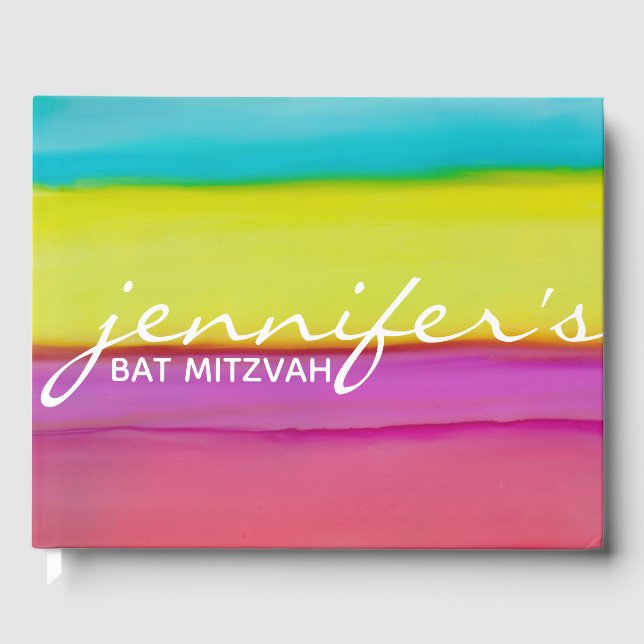 BM Bat or Bar Mitzvah Party Confetti Guest Book (Front)