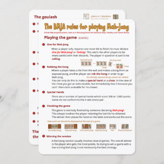 BMJA rules card – Playing the game (2)