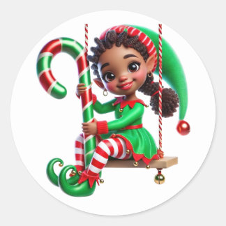 BMSC Santa's Little Helper Elf, V3 Classic Round Sticker