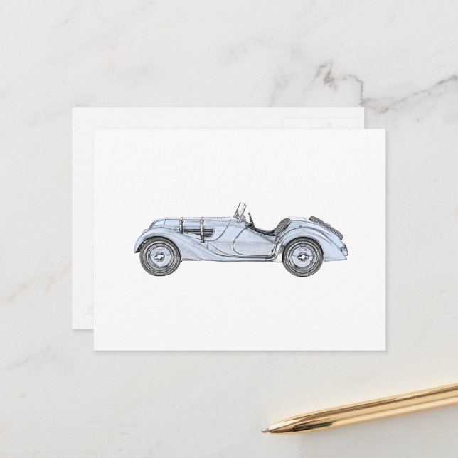 BMW 328 1936 POSTCARD (Front/Back In Situ)