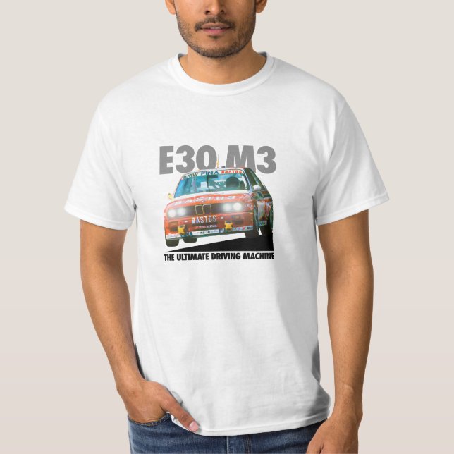 BMW E30 M3 DTM Racer (Bastos) Black Type T-Shirt (Front)