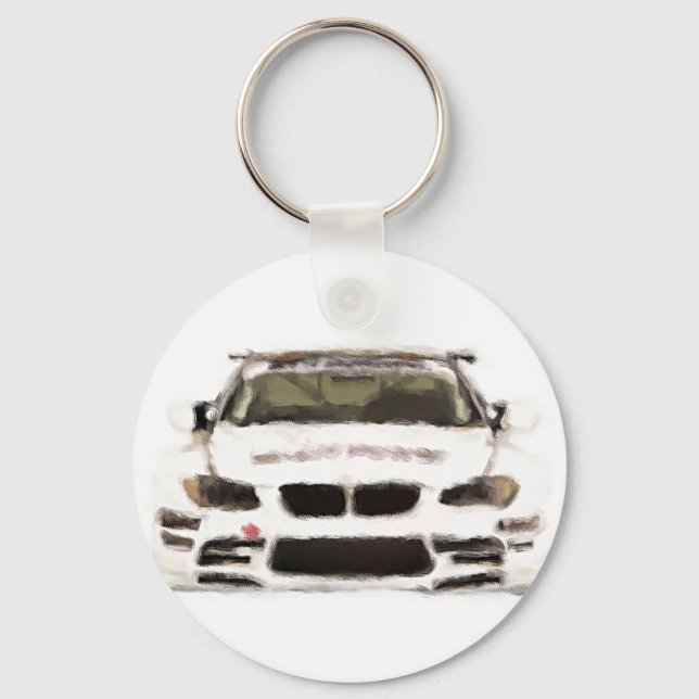 BMW M3 Racing Car Hand Painted Art Brush Template Key Ring (Front)