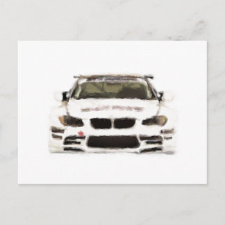 BMW M3 Racing Car Hand Painted Art Brush Template Postcard