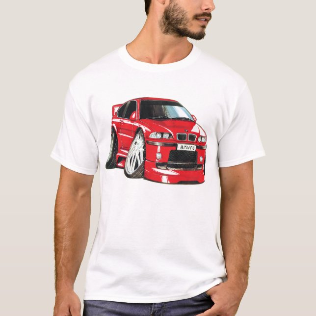 BMW M3 red E36 car caricature T-Shirt (Front)