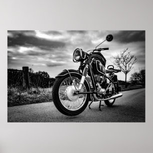 BMW Motorcycle black & white Poster