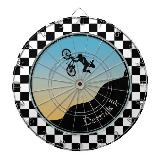BMX Bicycle Moto Cross Chequered Dartboard (Front)