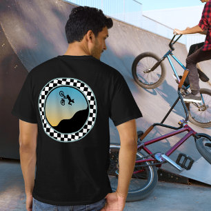 BMX Bicycle Moto Cross Chequered Round Design T-Shirt