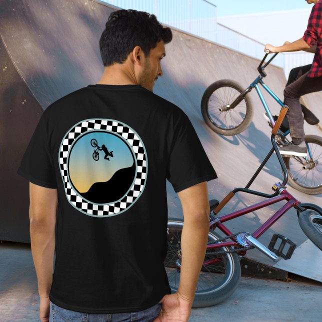 BMX Bicycle Moto Cross Chequered Round Design T-Shirt (Creator Uploaded)