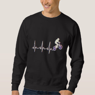Bmx Bicycle Mtb Heartbeat Heart Line Heart Rate Sweatshirt