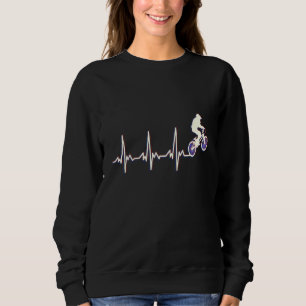 Bmx Bicycle Mtb Heartbeat Heart Line Heart Rate Sweatshirt