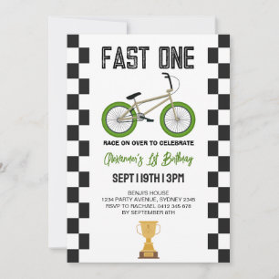 BMX Bike 1st Birthday Party Invitation