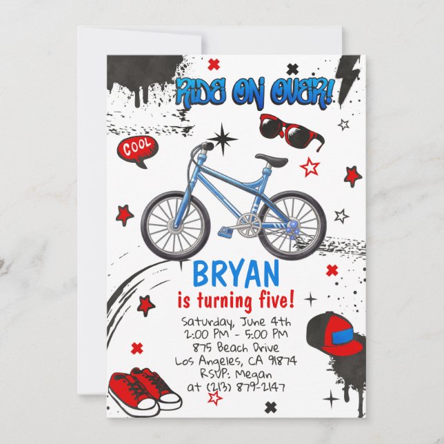 BMX Bike Blue Invitation (Front)