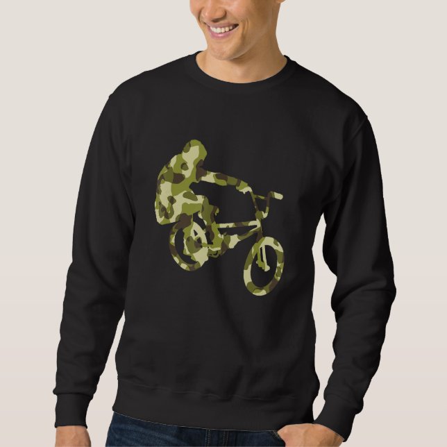 Bmx Bike Camo Racer Biker Sweatshirt (Front)