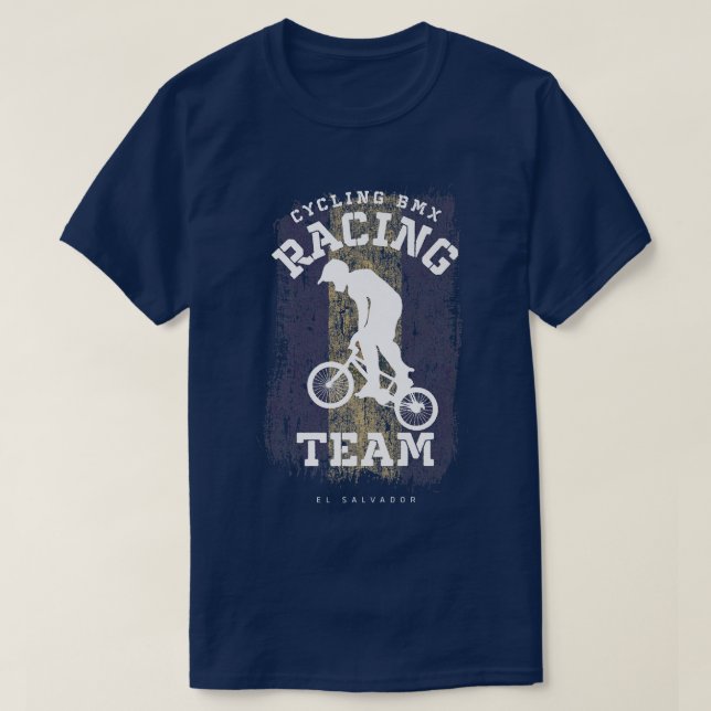 BMX Bike El Salvador Flag Biking Cycling Racing BM T-Shirt (Design Front)