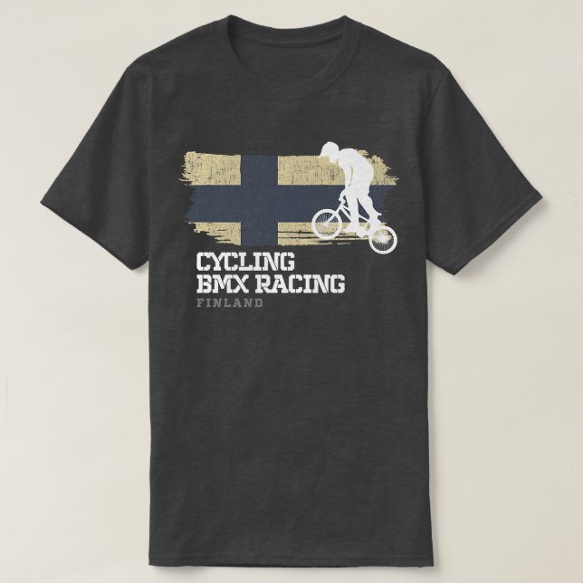 BMX Bike Finland Flag Biking Cycling Racing BMX 30 T-Shirt (Design Front)