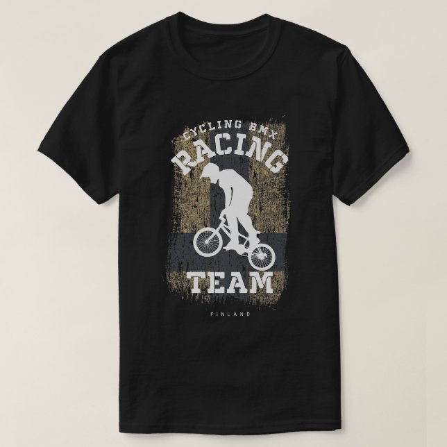 BMX Bike Finland Flag Biking Cycling Racing BMX  3 T-Shirt (Design Front)