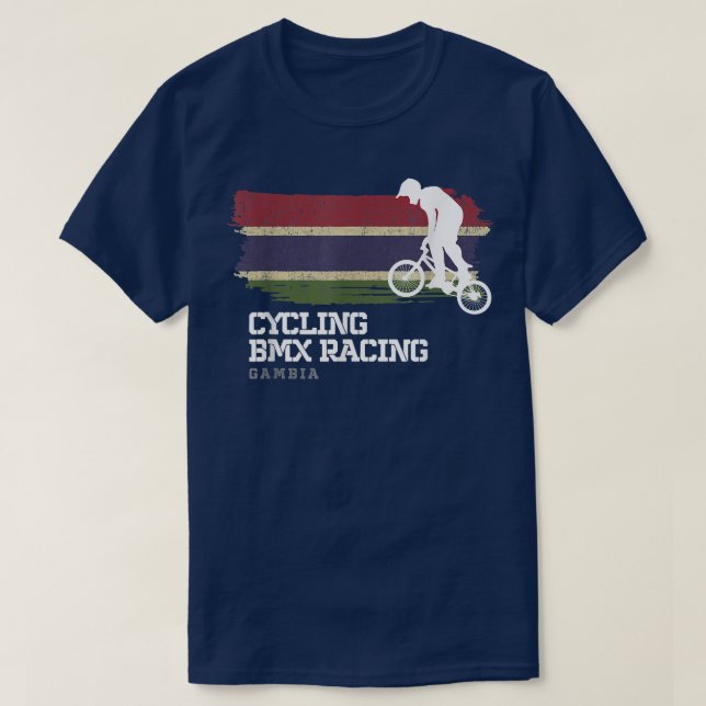 BMX Bike Gambia Flag Biking Cycling Racing BMX 354 T-Shirt (Design Front)