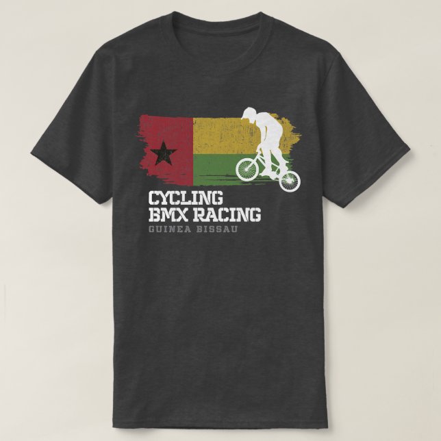 BMX Bike Guinea Bissau Flag Biking Cycling Racing  T-Shirt (Design Front)