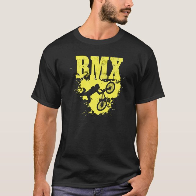 Bmx Bike Rider Action Shot T-Shirt (Front)