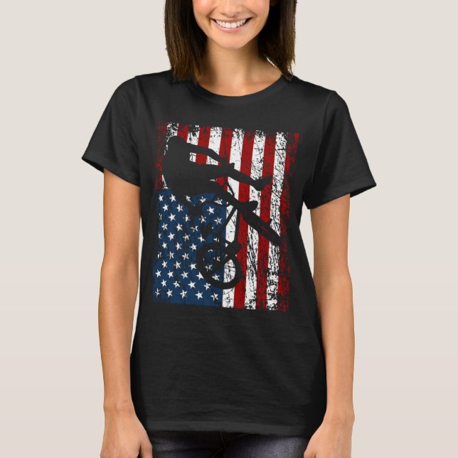 BMX Bike Rider BMX Bike  America USA Flag T-Shirt (Front)