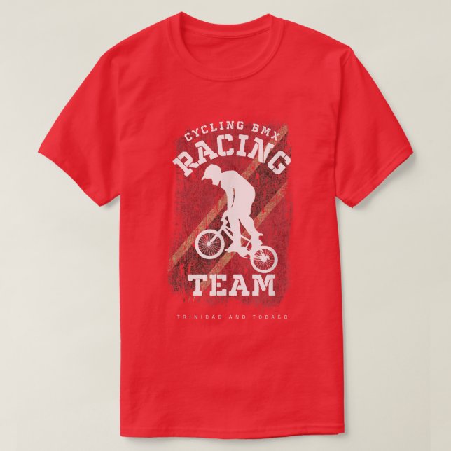 BMX Bike Trinidad & Tobago Flag Biking Cycling Rac T-Shirt (Design Front)