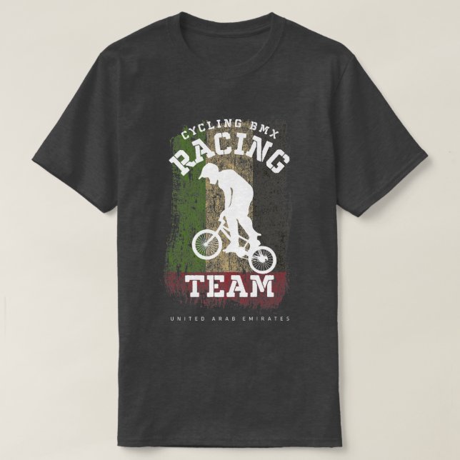 BMX Bike United Arab Emirates Flag Biking Cycling  T-Shirt (Design Front)