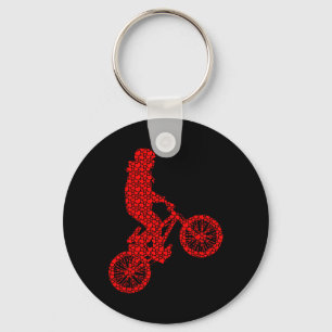 Bmx Biker Bicycle Valentine Hearts Love Cute Silho Key Ring
