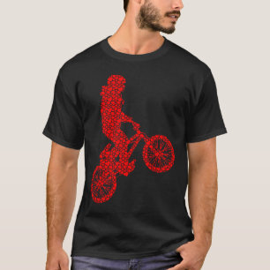 Bmx Biker Bicycle Valentine Hearts Love Cute Silho T-Shirt