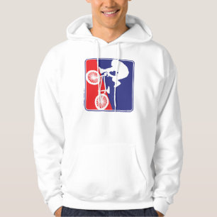 BMX Biker in Red White and Blue Hoodie