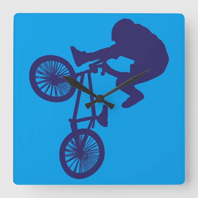 BMX-Biker Square Wall Clock (Front)