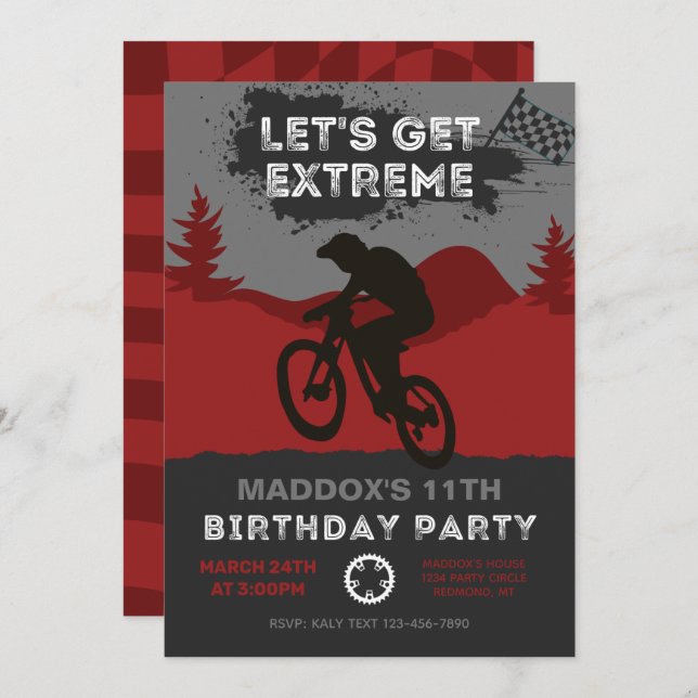 BMX Birthday Invitation | Bike Invitation (Front/Back)