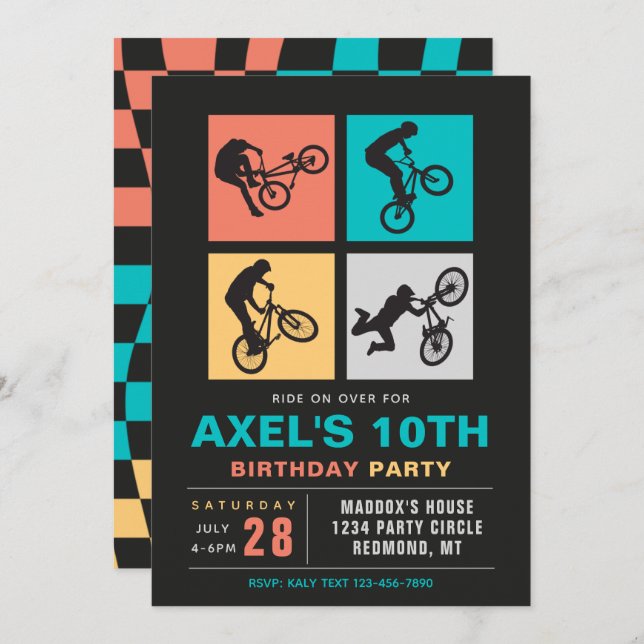 BMX Birthday Invitation | Bike Invitation (Front/Back)