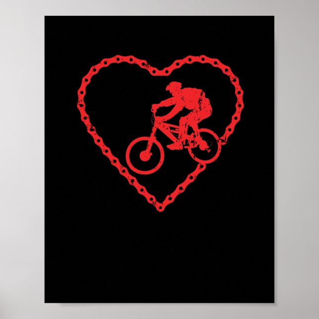 BMX chain heart Valentine's Day bike rider Poster (Front)