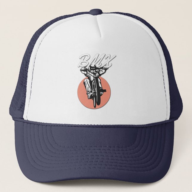 BMX  Cool Biker Retro Style Trucker Hat (Front)