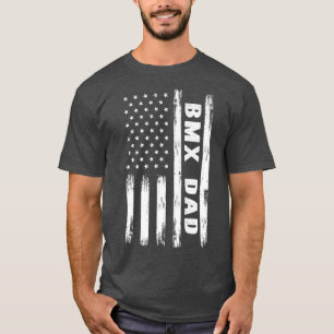 BMX Dad Bicycle Motocross American Flag Grunge T-Shirt