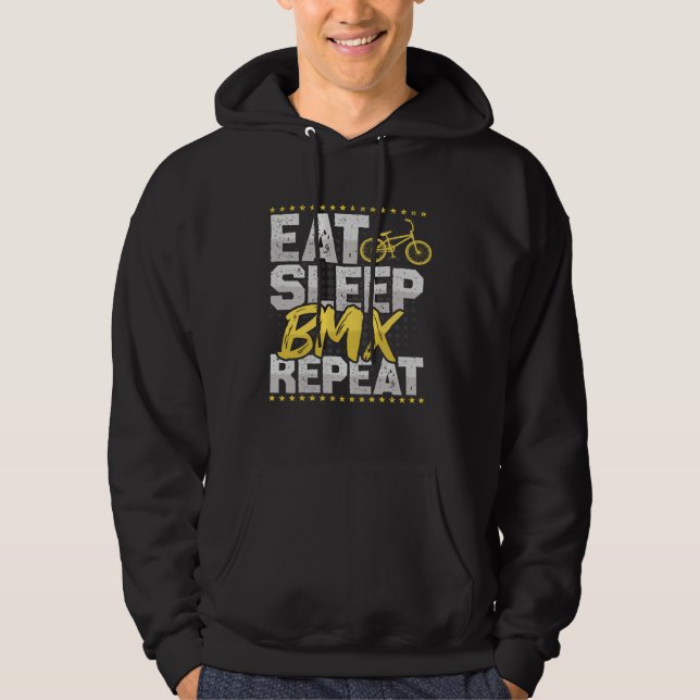 BMX Eat Sleep Repeat Freestyle Bicycle Tricks Hobb Hoodie (Front)
