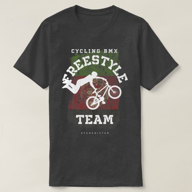 BMX Freestyle Bike Afghanistan Flag Biking Cycling T-Shirt (Design Front)
