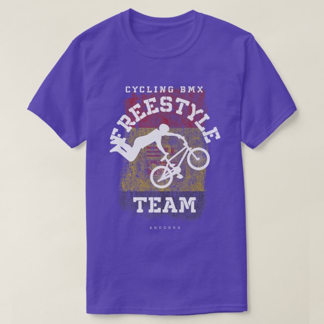 BMX Freestyle Bike Andorra Flag Biking Cycling BMX T-Shirt (Design Front)