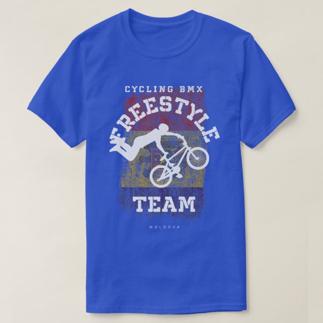 BMX Freestyle Bike Moldova Flag Biking Cycling BMX T-Shirt (Design Front)
