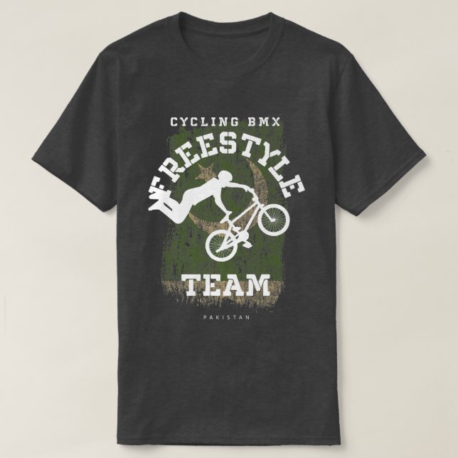 BMX Freestyle Bike Pakistan Flag Biking Cycling BM T-Shirt (Design Front)