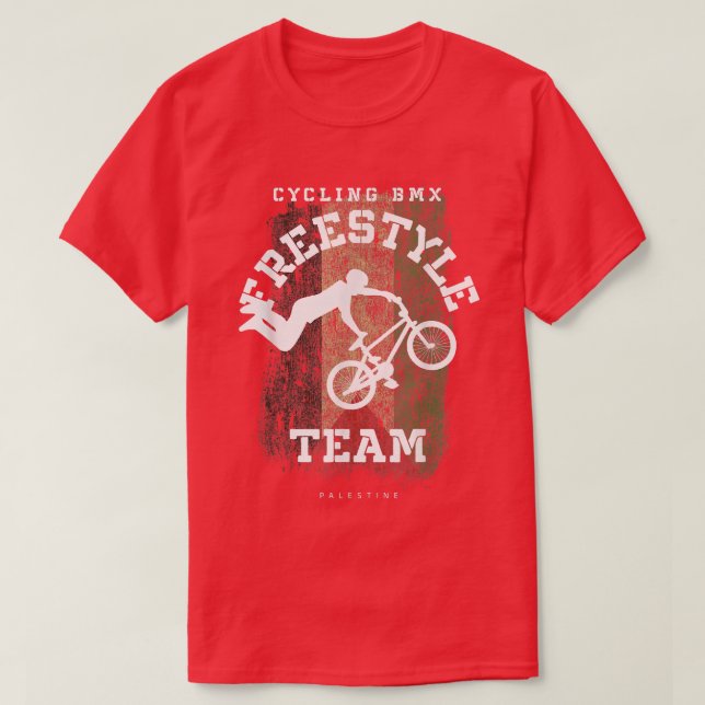 BMX Freestyle Bike Palestine Flag Biking Cycling B T-Shirt (Design Front)