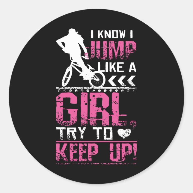 Bmx Freestyle Girl Classic Round Sticker (Front)