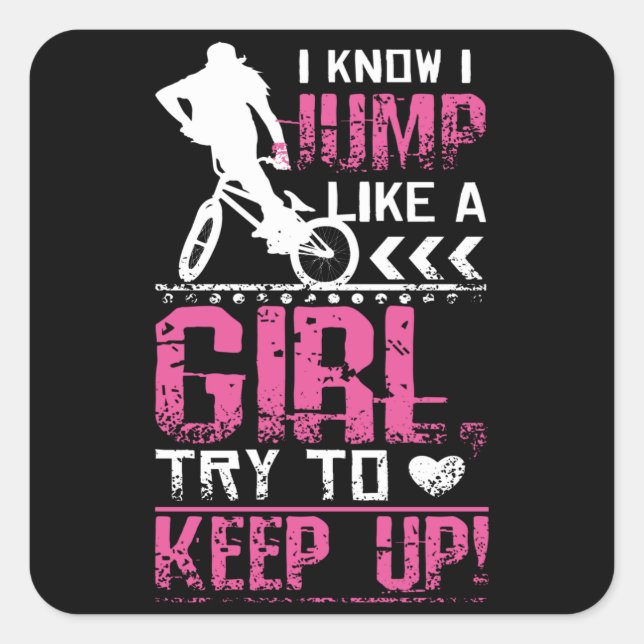 Bmx Freestyle Girl Square Sticker (Front)