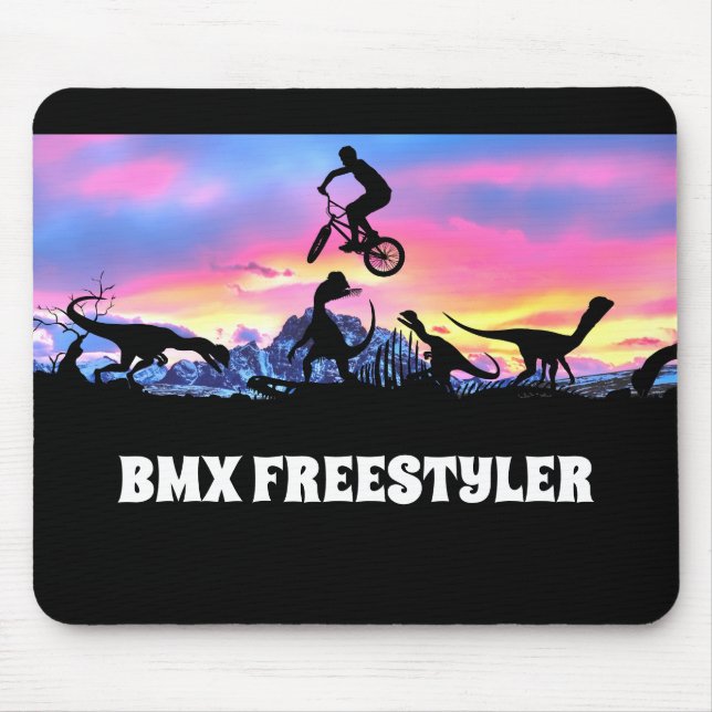 BMX Freestyler with Dinosaurs     Mouse Pad (Front)