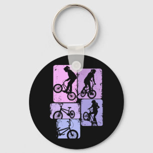 Bmx Girls Bike Stunt Children Performance Key Ring